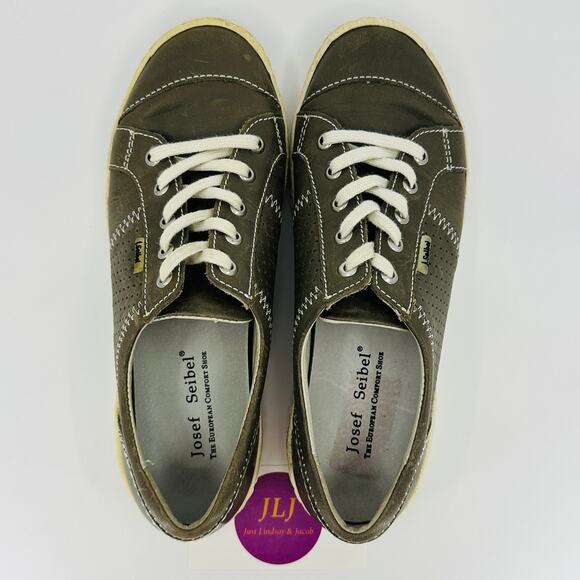 Josef Seibel Women's Caspian Gray Leather Casual Sneakers Size 37 EU/ 6-6.5 US - Picture 9 of 11